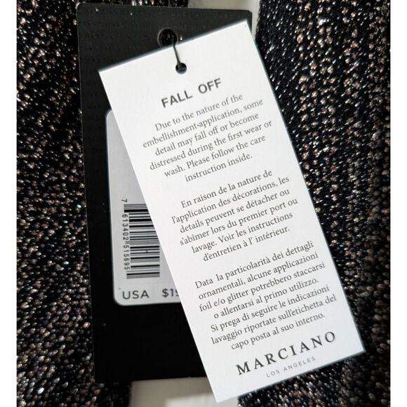 Marciano Alyssa Glittery Maxi Dress Front Slit Women's S - Jet Black Multi, NWT - Picture 11 of 13